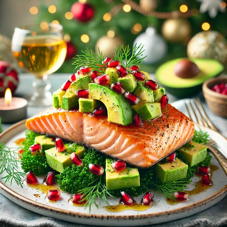 Gezond Kerstrecept Zalmfilet met Avocado en Granaatappel