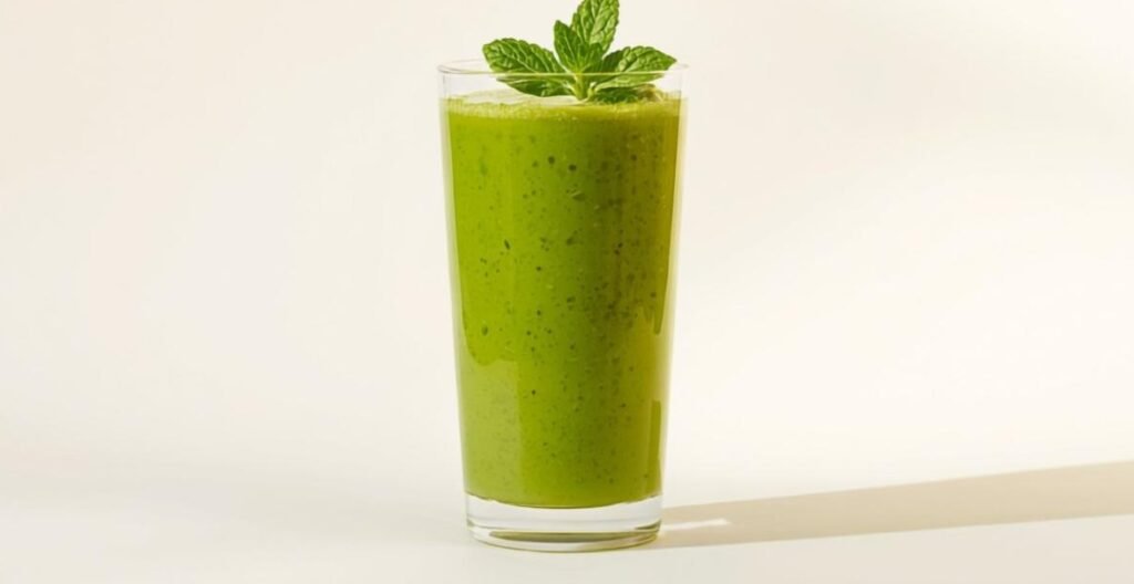Groene smoothie met spinazie, mango en gember