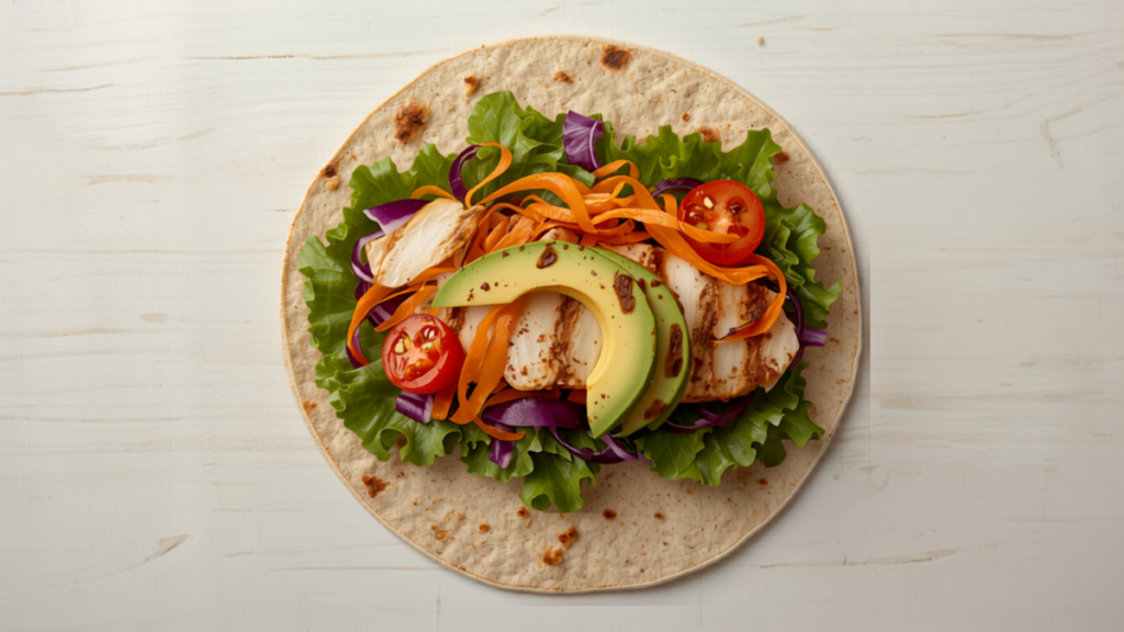 Volkoren wraps met kip, avocado en groenten voor kinderen